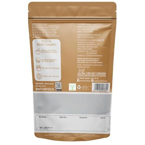 Wonderland Foods (Device) 400 Gram California Walnut Kernels (Akhrot Giri) Pouch Dry Fruits