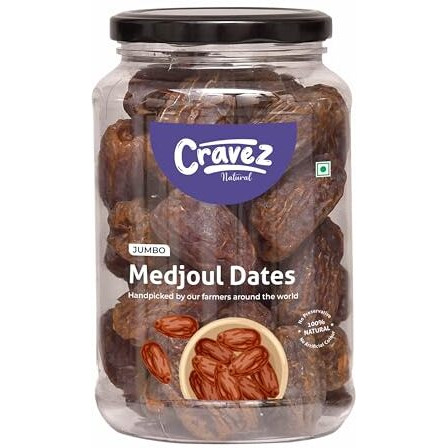 Cravez Premium Medjool Dates (Medjoul) 400 Gram|Jumbo,Juicy,And Naturally Sweet|Healthy Snack & Energy Boost|High Fiber|Energy Boost With No Preservatives|King Of Dates|Diwali Gift Box,Fresh