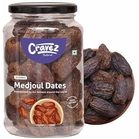 Cravez Premium Medjool Dates (Medjoul) 400 Gram|Jumbo,Juicy,And Naturally Sweet|Healthy Snack & Energy Boost|High Fiber|Energy Boost With No Preservatives|King Of Dates|Diwali Gift Box,Fresh