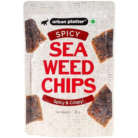 Urban Platter Spicy Seaweed Nori Chips Crispy Snack, 35G [Product Of Korea]