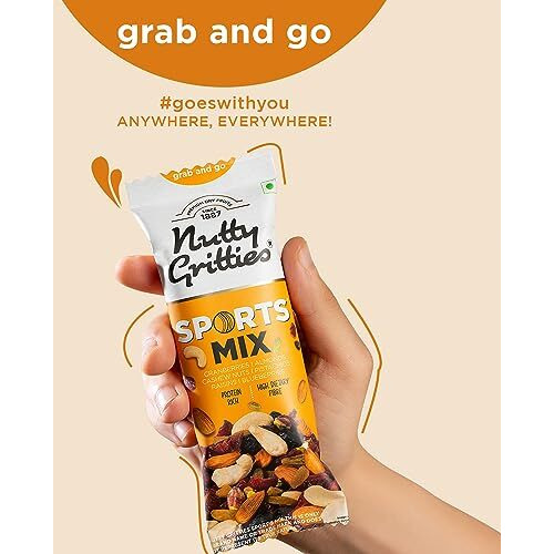 Nutty Gritties Grab And Go Sports Mix | 240G (Each Pouch 40G, Pack Of 6) - Roasted Almonds, Cashews, Pistachios, Dried Blueberries, Cranberries And Raisins