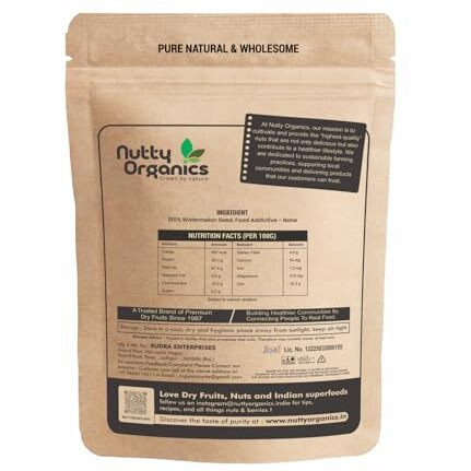 Nutty Organics Natural Watermelon Seeds 200Gm | Watermelon Seeds For Eating -Magaj Seeds | Tarbuj Beej | Rich In Protein | Potassium | Magnesium & Iron