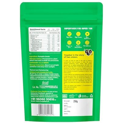 Yogabar Organic Pumpkin Seeds 500G (250G*2, Pack Of 2) | Buy 1 Get 1 Free | Rich In Omega-3 & Antioxidants | Supports Skin Health, Gut Health & Weight Management | Superfood For Healthy Eating