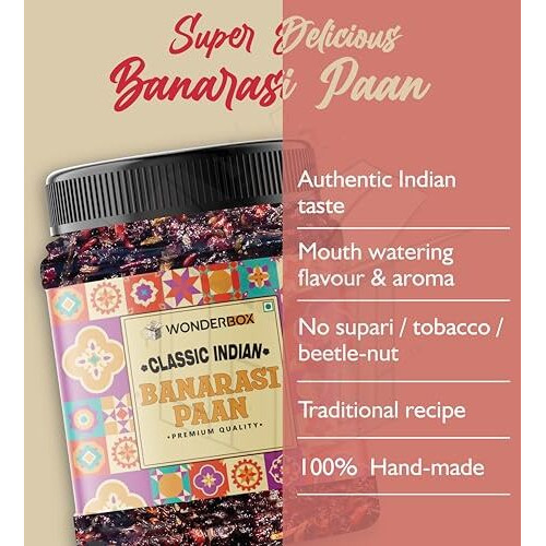 Wonderbox Banarasi Meetha Paan Mukhwas (300 Grams), After Meal Refreshing Digestive Mouth Freshener Without Supari & Areca Nut