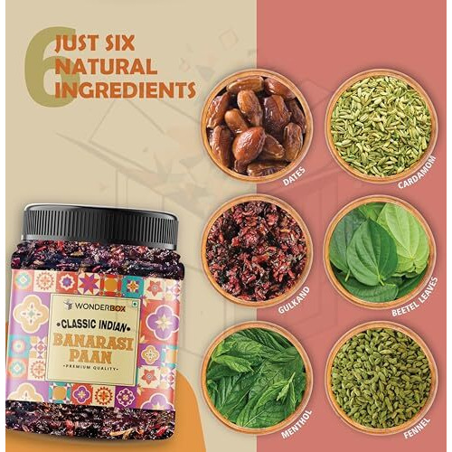 Wonderbox Banarasi Meetha Paan Mukhwas (300 Grams), After Meal Refreshing Digestive Mouth Freshener Without Supari & Areca Nut