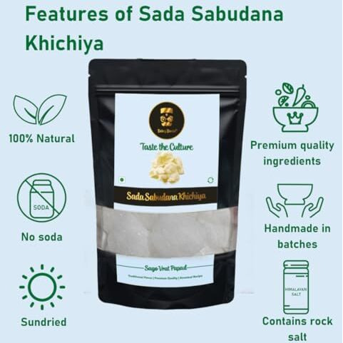 Sabudana Khichiya, 220G | Handmade And Homemade Sago Papad For Fasting | Healthy Fryums (Sada (Salted Only))