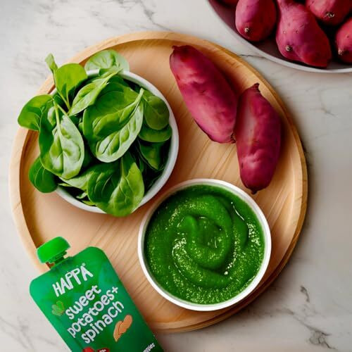Happa Organic Fruit & Veggie Puree (Sweet Potato + Spinach) Stage 2, 3 Pouches, 100 Gram Each