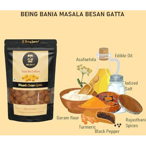 Being Bania Masala Besan Gatta , 250G | Homemade Rajasthani Gatte Sabzi | Marwari Gatta | Healthy And Protein Rich