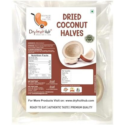 Dry Fruit Hub Copra Dry Coconut 1Kg Dry Copra | Dried Coconut Halves | Khopra | Sun Dried Coconut Halves | Copra Dry Fruit
