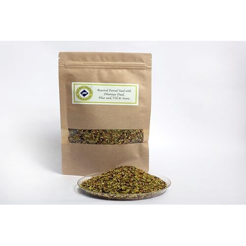 Jyoti Ben's Mukhwas - Roasted Saunf With Dhaniya Daal, Flax Seed, Till(Sesame) & Suwa(Dill Seed)|Premium Mukhwas|Digestive Mouth Freshener|After-Meal Snacks|100% Natural|Good For Digestion - 250 Gram