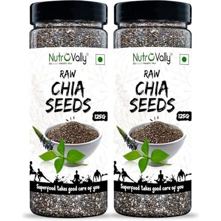 Nutrovally Chia Seeds - 250G | Non-Gmo, Fiber & Omega-3 Rich | Healthy Snacks For Weight Management | Protein & Calcium-Packed Superfood