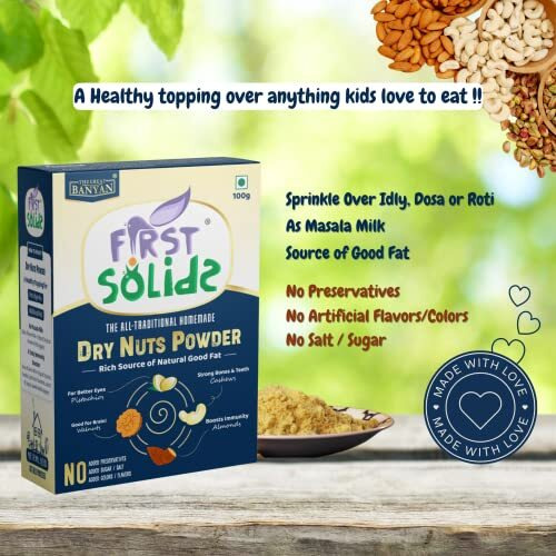 First Solids - Dry Nuts Powder 100G | Homemade Healthy Dry Fruit Mix | No Added Sugar & Preservative Free | With Cashew, Pistachio, Walnut And Almonds