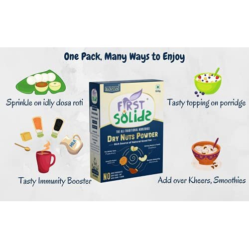 First Solids - Dry Nuts Powder 100G | Homemade Healthy Dry Fruit Mix | No Added Sugar & Preservative Free | With Cashew, Pistachio, Walnut And Almonds