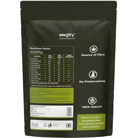 Elegity Plain Seedless Raisins Pouch 500 Gm | Dried Grapes (Kishmish) | Nutritious, Delicious Snack | Source Of Fibre In Nuts | No Preservatives In Dry Fruit