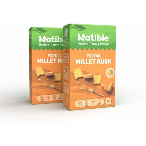 Natible Millet Rusk, Healthy Diet Toast, No Maida No Refined Sugar, Suitable For Kids & Adults (Pack Of 2)