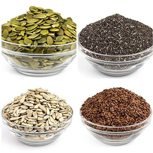 Dry Fruit Hub Healthy Raw Seeds Combo For Eating 400Gms Pack Of 4 Each 100Gm Mix Seeds, (Pumpkin Seeds, Sunflower Seeds, Chia Seeds, Flax Seeds)