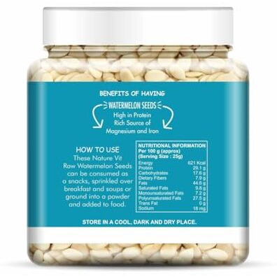 Nature Vit Watermelon Kernel Seeds, 250G (Jar Pack) | Watermelon Seeds Without Skin | Tarbooj Magaz | Specially For Making Gravies In Indian Curries