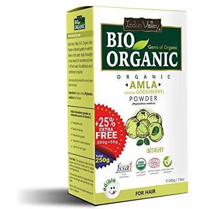 Indus Valley 100% Bio Organic Amla Powder (Indian Gooseberry Powder) Phyllanthus Emblica | Natural & Fresh For Healthy Hair - 200 Gm