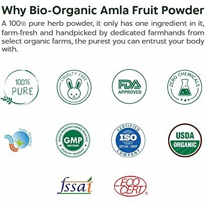Indus Valley 100% Bio Organic Amla Powder (Indian Gooseberry Powder) Phyllanthus Emblica | Natural & Fresh For Healthy Hair - 200 Gm