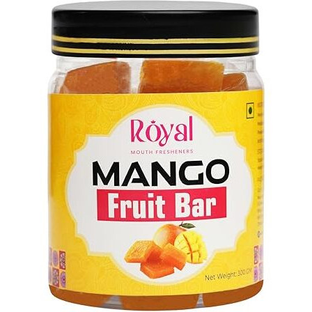 Royal Mouth Fresheners Mango Fruit Bar 300 Gm (Jar) | Sweet & Tangy Fruit Bar | Healthy Snack For All Ages | Natural Mango Delight | Perfect Travel Treat & Post-Meal Dessert - Aam Papad