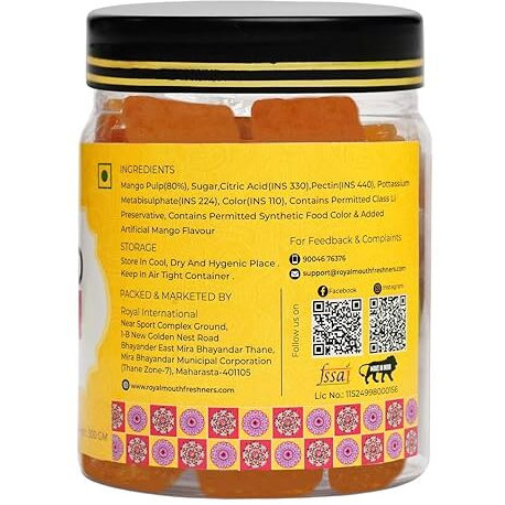Royal Mouth Fresheners Mango Fruit Bar 300 Gm (Jar) | Sweet & Tangy Fruit Bar | Healthy Snack For All Ages | Natural Mango Delight | Perfect Travel Treat & Post-Meal Dessert - Aam Papad