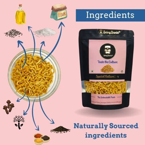 Being Bania Premium Ratlami Sev | No Palmolein Oil | No Preservatives | Fresh Indian Namkeen | Tasty Sev Bhujia Made In Groundnut Oil | 160G | Crispy Crunchy Indian Snack Namkeen