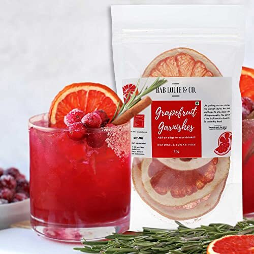 Bab Louie & Co. Dehydrated Fruits Garnishes For Cocktail, Mocktail, Detox Water, Green Tea, Snacks - Gluten Free, Vegan, Air Dried, No Sugar 100% Natural (Pack Of 5) (25Gm)