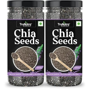 Trunutra_Chia Seeds-400Gm | Chia Seeds For Weight Management | Omega-3, Calcium & Zinc Rich | 100% Natural & Authentic Diet | Good For Health | Chia Seeds For Eating