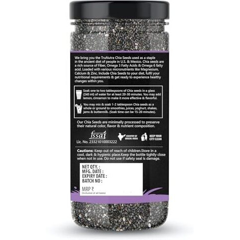 Trunutra_Chia Seeds-400Gm | Chia Seeds For Weight Management | Omega-3, Calcium & Zinc Rich | 100% Natural & Authentic Diet | Good For Health | Chia Seeds For Eating