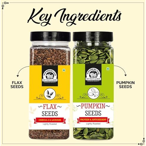 Wonderland Foods 400G (200G X 2) Healthy & Roasted Pumpkin & Flax Seeds Jar Combo Pack