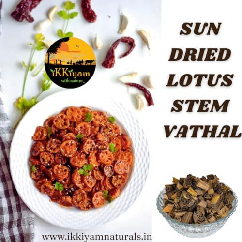 Ikkiyam Sun Dried Lotus Stem(Fryams) | Organic & Premium Thamara Valayam Vathal | Dried Kamal Dandi/Kakdi (Thamarai Thandu) | Lotus Stem Vathal Good For Health | Pack Of 1 | 100G