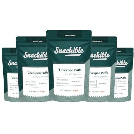 Snackible Lime & Sriracha Chickpea Puffs (Pack Of 5) - 35Gm | Healthy Snack | No Palm Oil | Rich In Protein | No Trans Fat | No Cholestrol