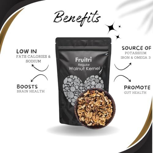 Fruitri Regular Kashmiri Walnut Kernels (Akrot) 1Kg | Fresh & Natural Walnut Without Shell Akhrot Giri | Rich In Protein & Iron | Low-Calorie Nut | Cholesterol Free For Snacking & Baking Dry Fruits