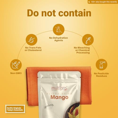 Multi Pro Sliced Dried Mango Dried Treats Dried Fruits - Low-Calorie Snack Rich In Dietary Fiber & Plant-Based Protein, Weight Management Friendly, Energy Booster, No Artificial Additives, Nutrient-Rich, Travel-Friendly & Versatile (Pack Of 1)