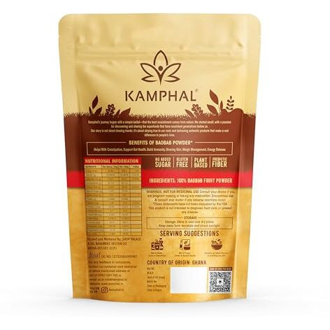 Kamphal Baobab Powder 350 Gm | Rich In Vitamin C, B, Potassium, Magnesium, Iron, Calcium | Improves Immunity | Natural Energy Booster Superfood With 50% Dietary Fiber And Antioxidants For Gut And Skin