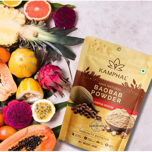 Kamphal Baobab Powder 350 Gm | Rich In Vitamin C, B, Potassium, Magnesium, Iron, Calcium | Improves Immunity | Natural Energy Booster Superfood With 50% Dietary Fiber And Antioxidants For Gut And Skin