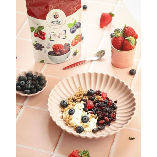 Merican Farms Premium Mix Dried Berries 200Gm (Gluten Free, Non-Gmo And Vegan) Blueberries | Strawberries | Dried Cranberries | Blackberris | Healthy Snack For Kids And Adults | Rich In Antioxidants |