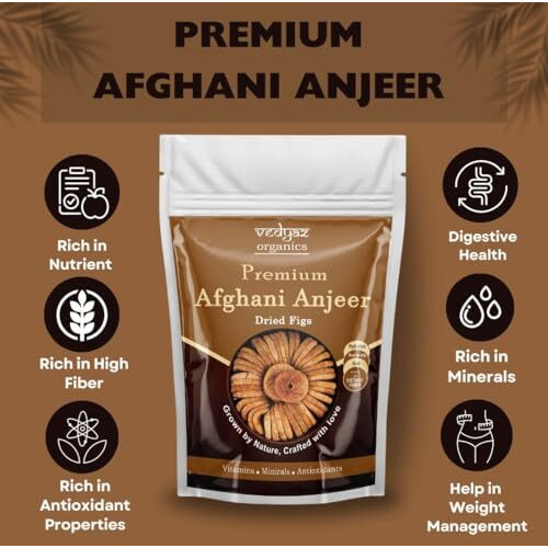 Vedyaz Organics Premium Dried Afghani Anjeer (Dried Figs) - 1 Kg - Rich Source Of Fibre Calcium & Iron | Improves Digestive Health | Low In Calories And Fat Free | Immunity Booster