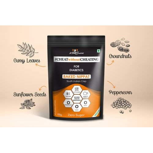 Kilobeaters Diabetics Friendly& Fitness Enthusiasts Vegan, No Preservative, Zero Grain & Zero Sugar South Indian Baked Nippat - (100 Gm, Pack Of 2)