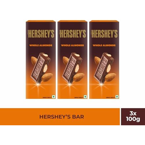 Hershey's Whole Almonds Chocolate Bar, 100 Grams (Pack Of 3)