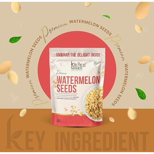 Kitchensmith Premium Watermelon Seeds 200 Gm | A Nutrient-Rich Superfood For Energy | Digestion & Overall Wellness | High In Protein | Raw Watermelon Seeds For Eating | Raw Seeds | Nutrients Rich | Source Of Antioxidants