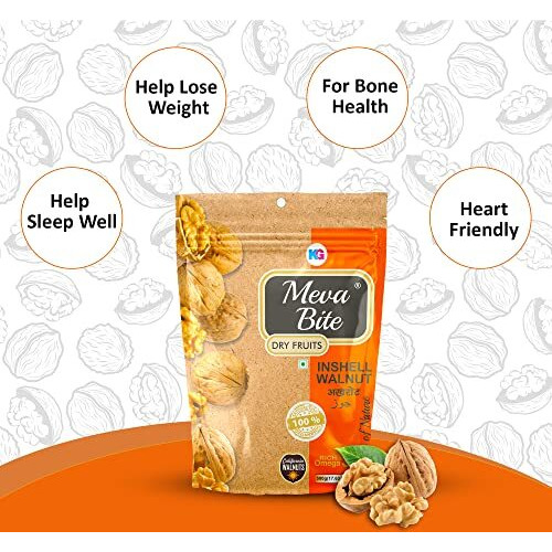 Mevabite Organic Walnuts In-Shell | 100% Pure Organic And Gluten Free Walnuts | Rich In Omega3 Fatty Acid, Proteins, Nutrients, Fiber & Vitamins (California Walnuts, 500 Grams)