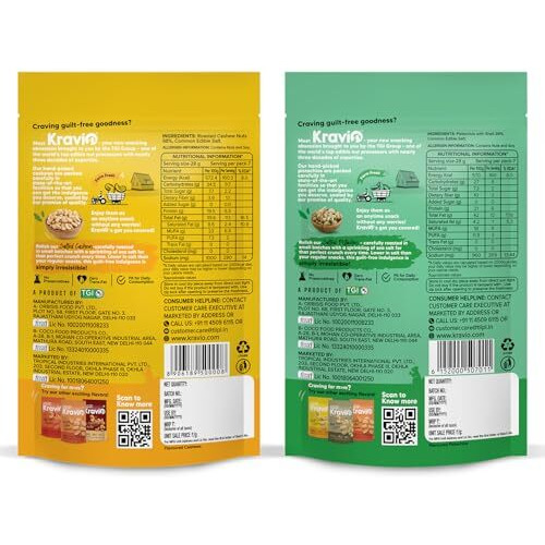 Kravio Premium Roasted Salted Cashew & Pistachio Nuts (2 X 200G) | Zero Cholesterol Natural Whole Kaju & Inshell California Pista Nuts & Dry Fruits | Rich In Protein, Crunchy Delicious Healthy Snacks