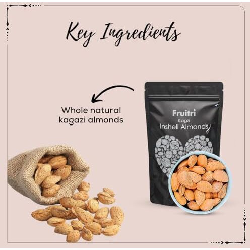 Fruitri Kagzi In Shell Almond, Badam With Shell | Kagazi Almonds 1Kg