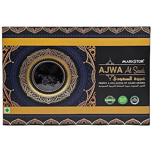 Markstor Fresh Ajwa Al-Saudi Dates (500Gram) With Ajwa Seeds Powder (100Gram)