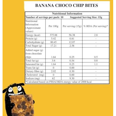 Snack-A-Doodle Banana & Choco Chip Bites X 2 | Nutritious Healthy Snacks For Kids | No Added Sugar | Sweetened With Fruits | Vegan & Gluten-Free | Perfect For Tiffin, Evening Snacks & Travel | 300G