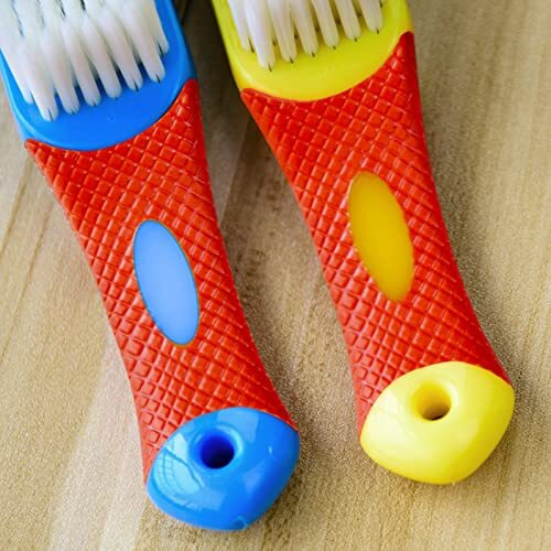 Wolpin Multipurpose Bathroom Cleaning Brush Pack Of 2 Sink Brush, Shoe Brush (Red & Blue)