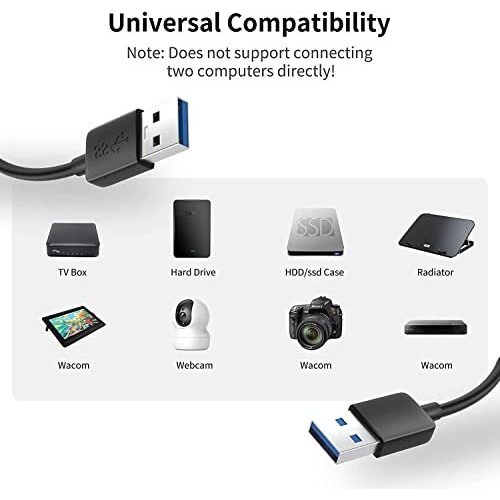 Fedus Usb A To A Cable 3 Meter, High Speed Usb 2.0 Type A Male To A Male Cable Usb To Usb Cord, For Data Transfer Hard Drive Enclosures, Printers, Modems, Cameras, Scanners, Laptop Cooling Pad Black