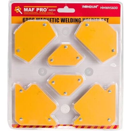 Homdum 6Pc Multi Angle Magnetic Welding Holder Clamps Set 2X3 Inch Arrow, 2X Triangle, 2X Mini,Welding Tools Strong Magnet Pull For Accurate Alignment Fabrication Yellow/Red