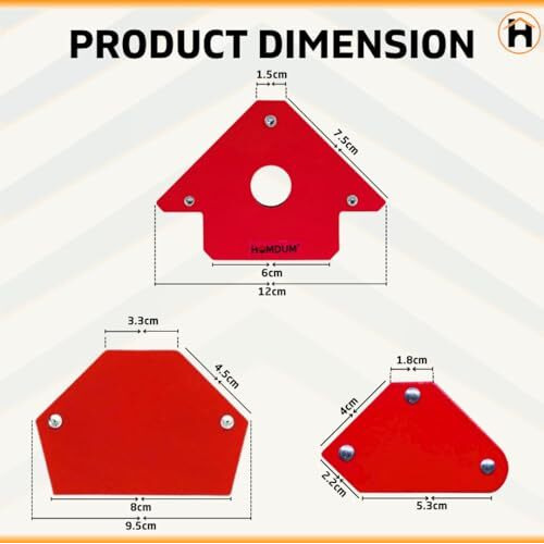 Homdum 6Pc Multi Angle Magnetic Welding Holder Clamps Set 2X3 Inch Arrow, 2X Triangle, 2X Mini,Welding Tools Strong Magnet Pull For Accurate Alignment Fabrication Yellow/Red